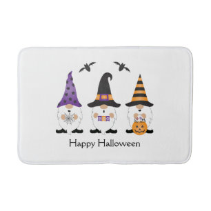 Tapis De Bain Joyeux Gnomes d'Halloween violet orange