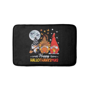 Tapis De Bain Joyeux Hallothanksmas Gnomes Halloween Thanksgivin