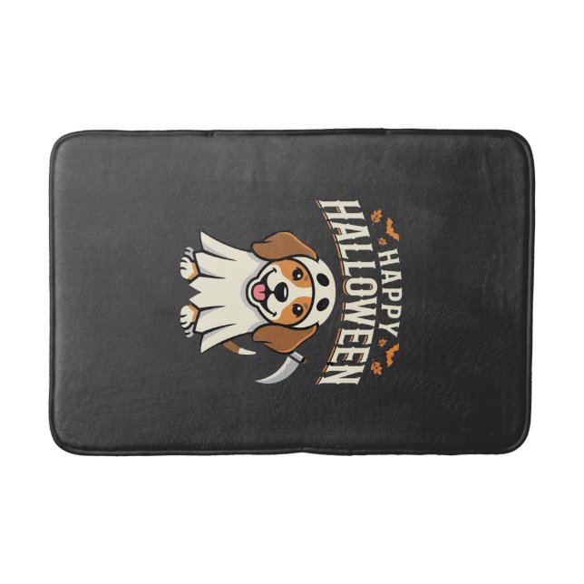 Tapis De Bain Joyeux Halloween Beagle Chien Design_1 (Devant)