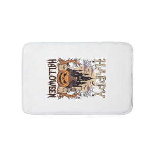 Tapis De Bain Joyeux Halloween Citrouille Sorcière Chapeau Châte