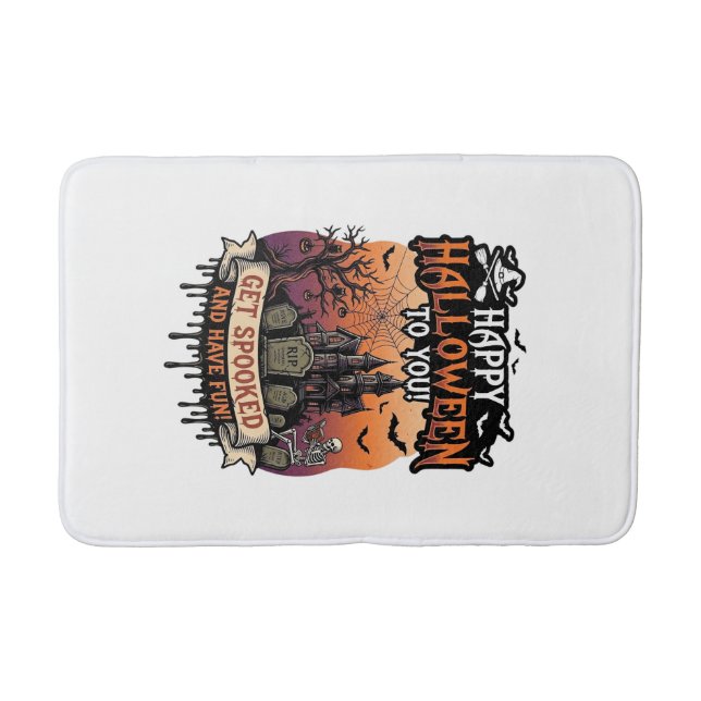 Tapis De Bain Joyeux Halloween Vous Maison Hantée Squelette Chau (Devant)