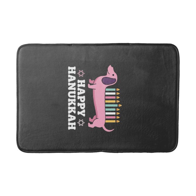 Tapis De Bain Joyeux Hanukkah chien teckel (Devant)