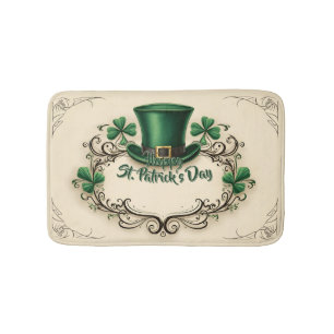Tapis De Bain Joyeux jour de la Saint-Patrick, motif de trèfle