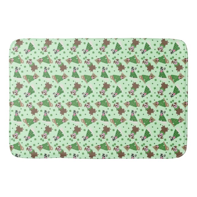 Tapis De Bain Joyeux Jour de la Saint Patrick Pit Bull Dogs (Devant)