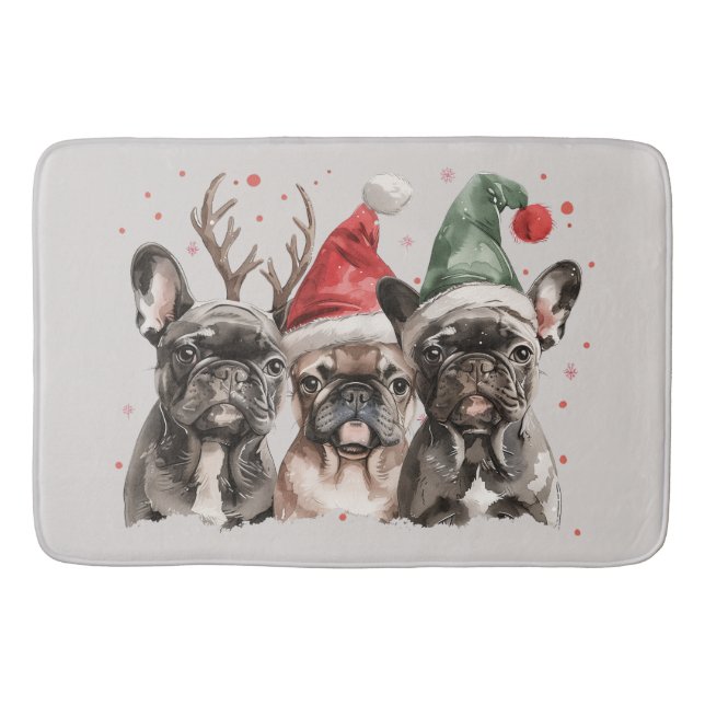 Tapis De Bain Joyeux Noël Chiens de rennes Français (Devant)