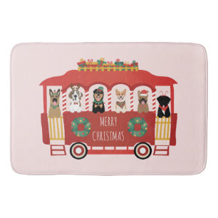 Tapis De Bain Joyeux Noël Chiens de vacances Trolly