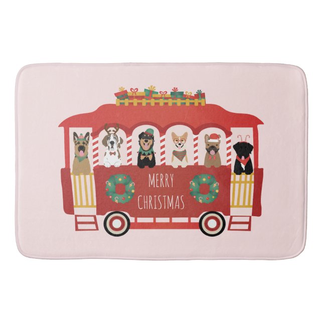 Tapis De Bain Joyeux Noël Chiens de vacances Trolly (Devant)