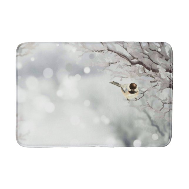 Tapis De Bain Joyeux Noël Frost Oiseau traditionnel (Devant)