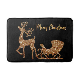 Tapis De Bain Joyeux Noël Gold Parties scintillant Reindeer & Sl