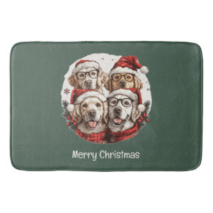 Tapis De Bain Joyeux Noël Golden Retriever Dogs