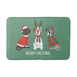 Tapis De Bain Joyeux Noël Grands Chiens Danois