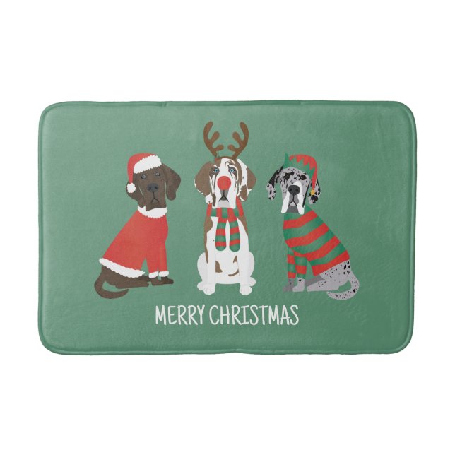 Tapis De Bain Joyeux Noël Grands Chiens Danois (Devant)
