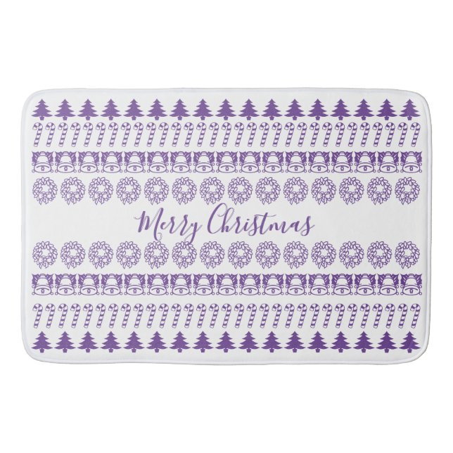 Tapis De Bain Joyeux Noël Iconique Motif violet/blanc (Devant)
