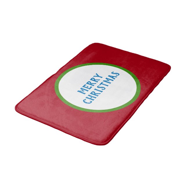 Tapis De Bain Joyeux Noël Rouge Vert Bleu (Angle)