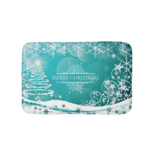 Tapis De Bain Joyeux Noël Snowflakes Arbre Fleurs & Étoiles