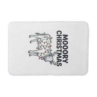 Tapis De Bain Joyeux Noël Vache Design de gravure vintage_1