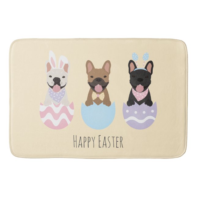 Tapis De Bain Joyeux Pâques Bulldog français (Devant)