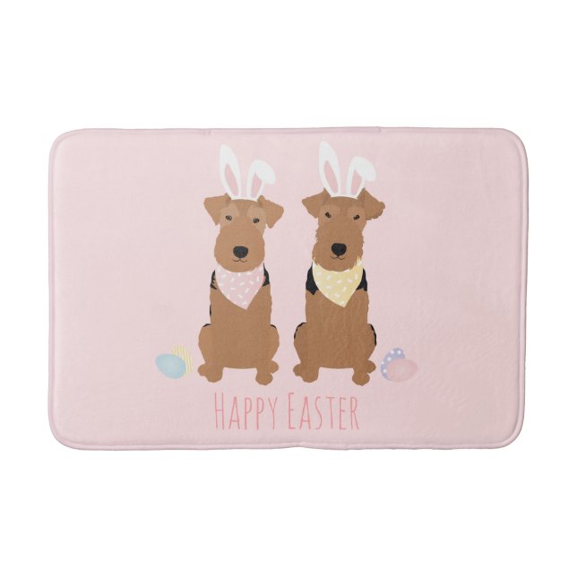 Tapis De Bain Joyeux Pâques Welsh Terriers Chiens Lapin Oreilles (Devant)