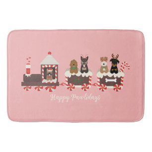 Tapis De Bain Joyeux Pawlidays Chien Noël Train de vacances