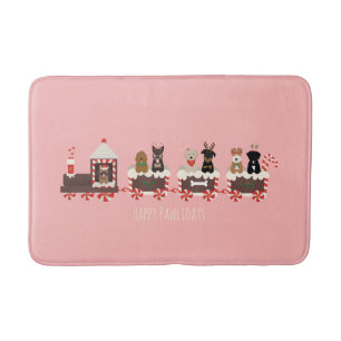 Tapis De Bain Joyeux Pawlidays Chien Noël Vacances Train