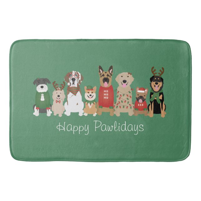 Tapis De Bain Joyeux Pawlidays Chiens Red Green (Devant)