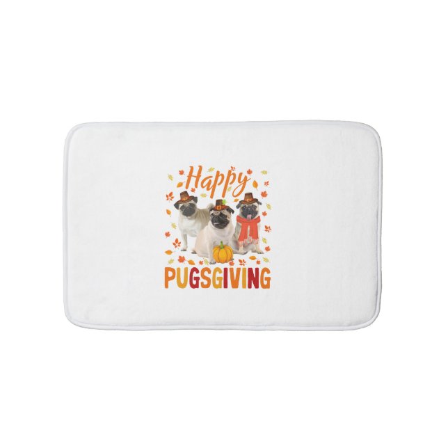 Tapis De Bain Joyeux Pugsgiving mignon Thanksgiving Carlin Chien (Devant)