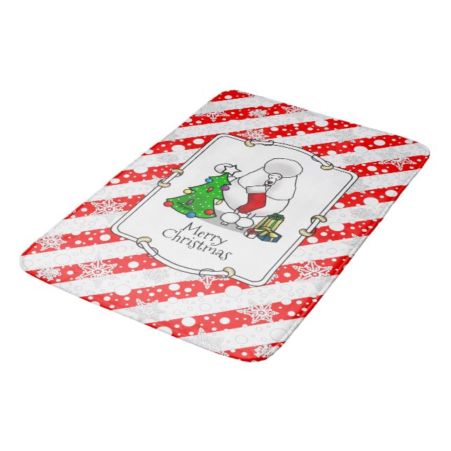 Tapis De Bain Joyeux sapin de Noël 2 caniche (blanc) chien migno (Angle)