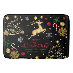 Tapis De Bain Joyeux sapin rouge