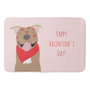 Tapis De Bain Joyeux Valentines Day American Bulldog Kiss Marks