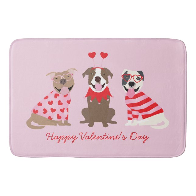 Tapis De Bain Joyeux Valentines Day American Pit Bull Terriers (Devant)
