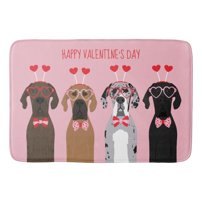 Tapis De Bain Joyeux Valentines Day Chiens de Danse (Devant)
