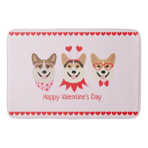 Tapis De Bain Joyeux Valentines Day Pembroke Welsh Corgi Chiens