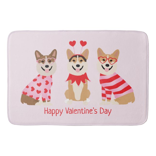 Tapis De Bain Joyeux Valentines Day Pembroke Welsh Corgi Chiens (Devant)