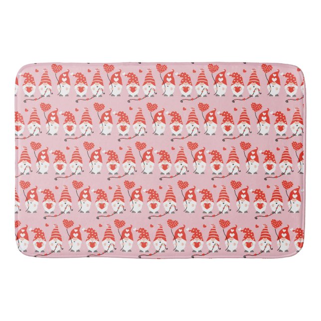 Tapis De Bain Joyeux Valentines Jour Gnomes Motif rose rouge (Devant)