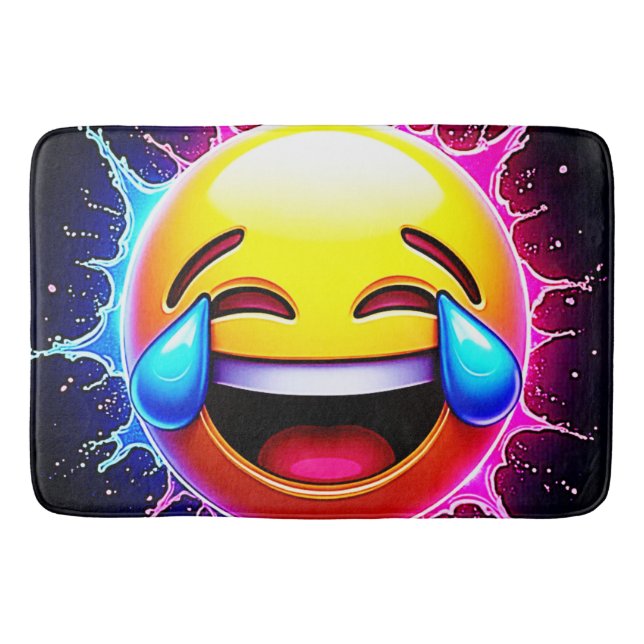 Tapis De Bain Joyful Splash : Art Emoji qui rit (Devant)