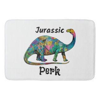 Tapis De Bain Jurassic Perk Dinosaure Coloré Blanc