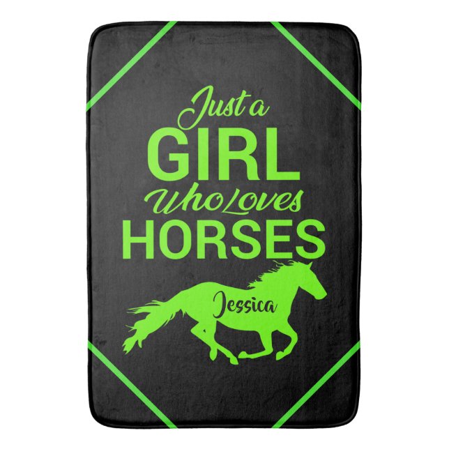 Tapis De Bain Juste Une Fille Qui Aime Les Chevaux Personnalisés (devant Vertical)