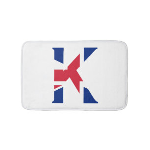 Tapis De Bain K Monogramme superposé sur Union Jack Flag bmcnt