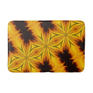 Tapis De Bain Kaleidoscope Abstrait Jaune Et Brown