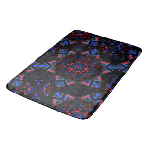 Tapis De Bain Kaleidoscope avec hexagone, dégradé bleu à saumon