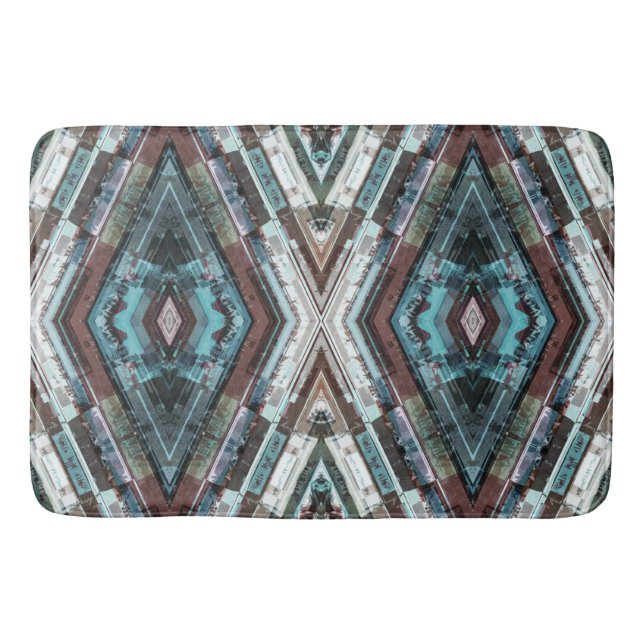 Tapis De Bain Kaleidoscope Brown Et Bleu (Devant)