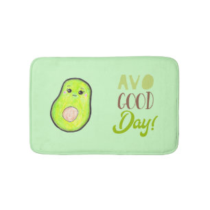 Tapis De Bain kawaii avocado avo bonne journée de la typographie