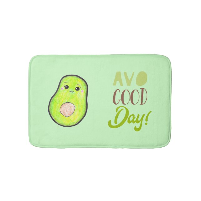 Tapis De Bain kawaii avocado avo bonne journée de la typographie (Devant)