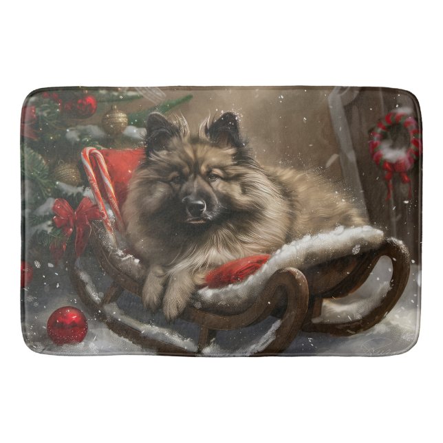 Tapis De Bain keeshond Festive de Noël de chien (Devant)