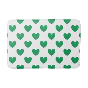 Tapis De Bain Kelly Coeurs polka vert sur blanc