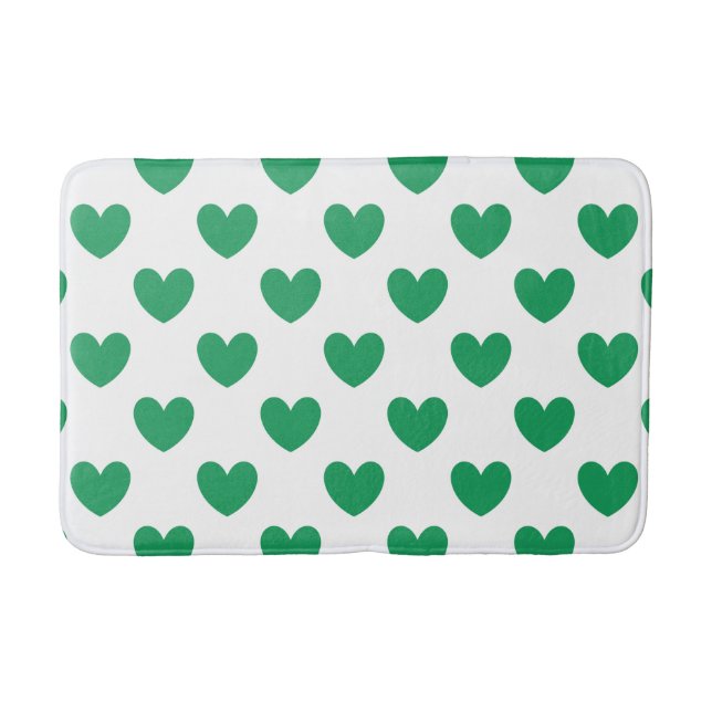 Tapis De Bain Kelly Coeurs polka vert sur blanc (Devant)