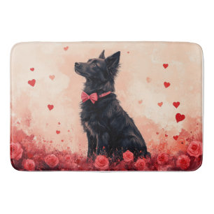 Tapis De Bain Kelpie australien avec des roses - Saint-Valentin