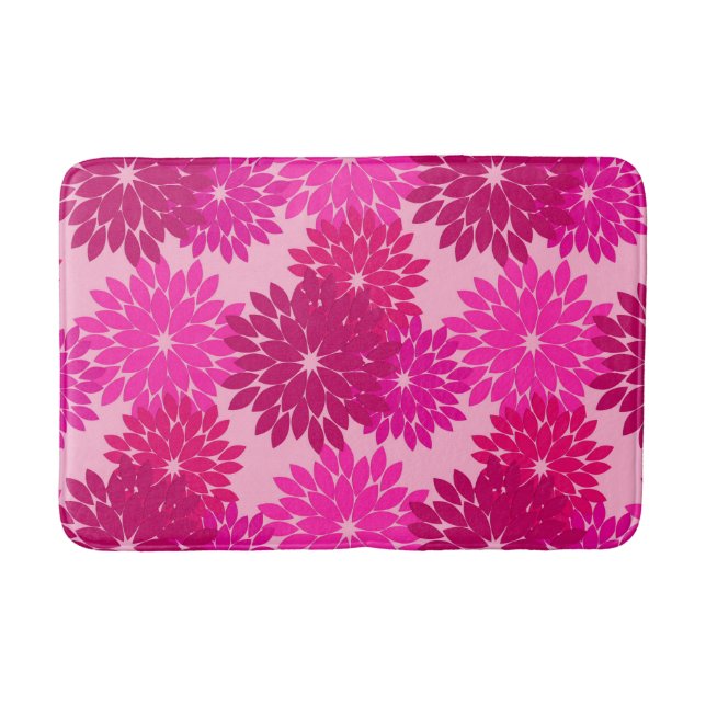 Tapis De Bain Kimono floral moderne Imprimer, rose, fuchsia et v (Devant)