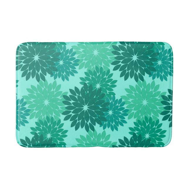 Tapis De Bain Kimono Floral moderne Imprimer, Turquoise, Turquoi (Devant)
