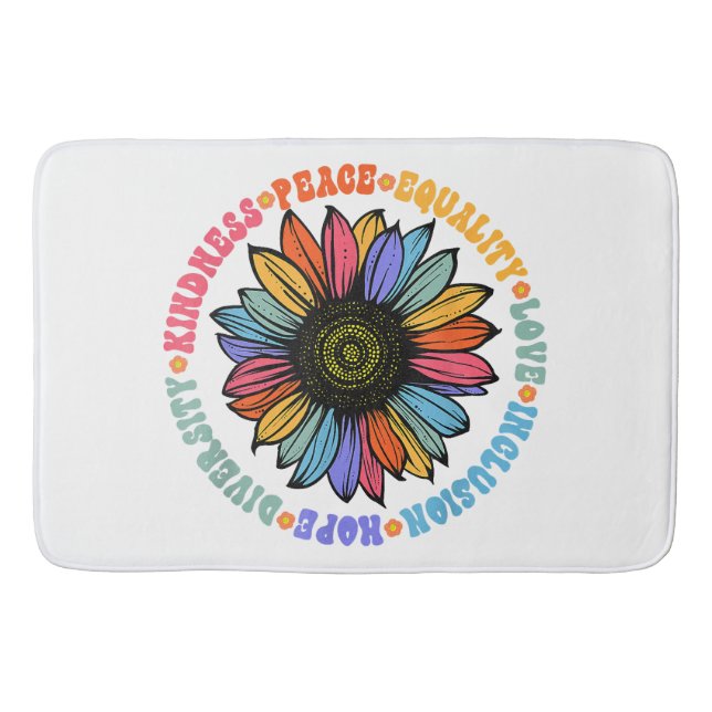 Tapis De Bain Kindness Peace Equality Love Hope Diversity Human (Devant)